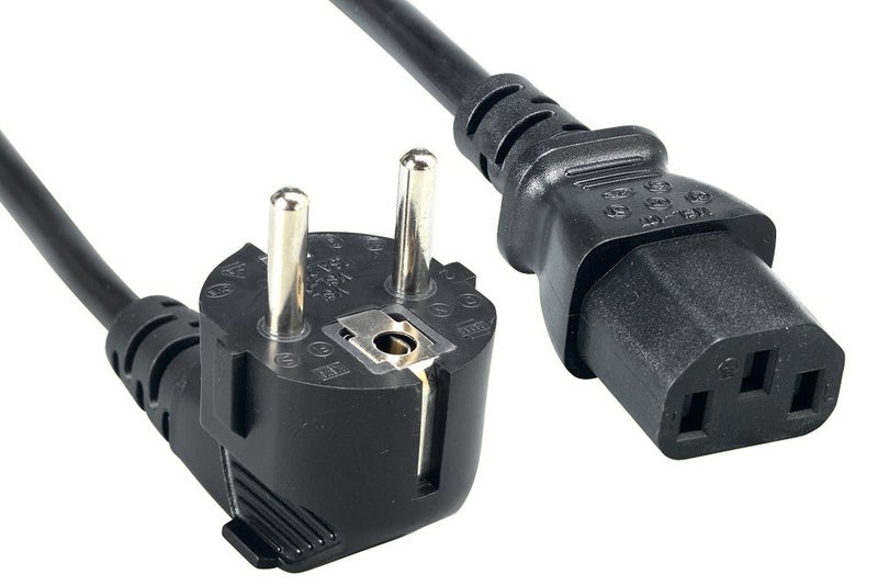 Cablelera European Schuko Right Angle Power Cord, CEE 7/7 to IEC320 C13, 6', 18 AWG, 16A, 250V (ZWACSCA4-06), Black - Image 1